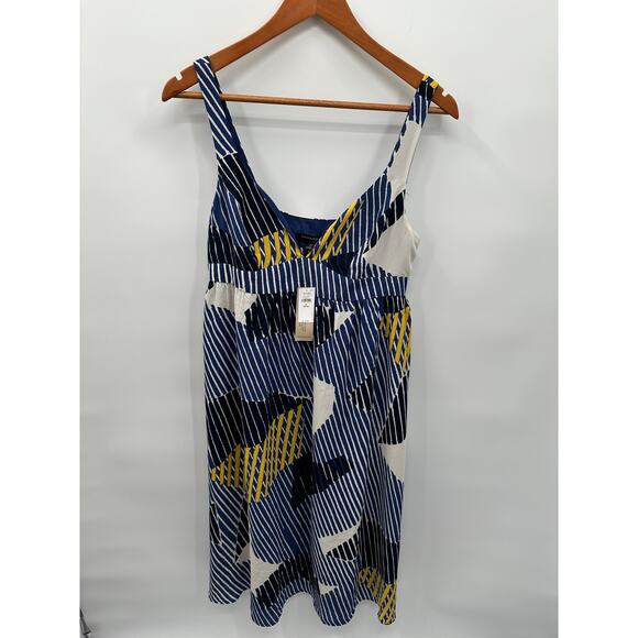 BANANA REPUBLIC NWT Empire Waist Blue Pattern Midi Dress // 6 Petite - Picture 5 of 13